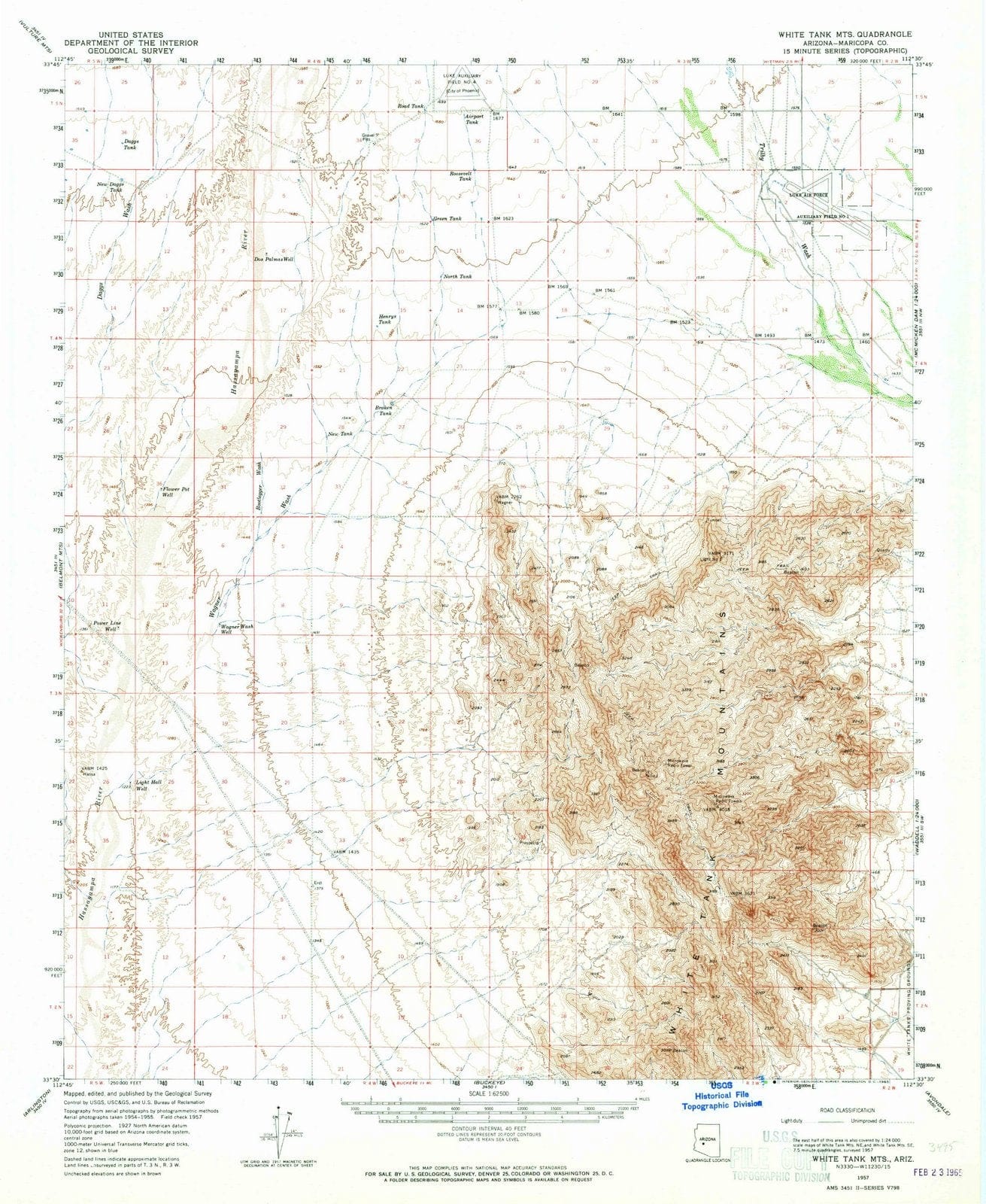 1957 White Tank MTS, AZ - Arizona - USGS Topographic Map