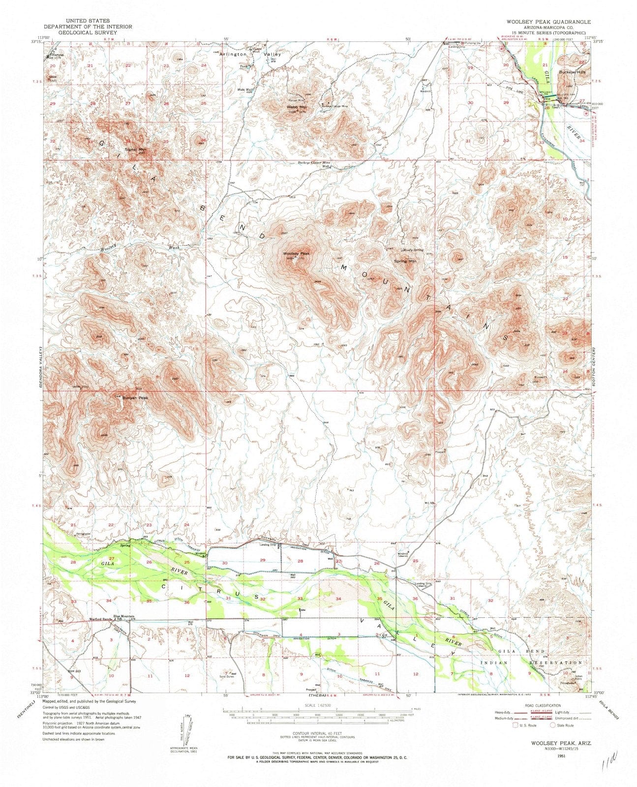 1951 Woolsey Peak, AZ - Arizona - USGS Topographic Map