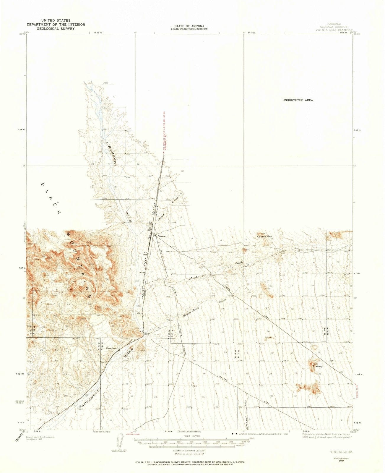 1927 Yucca, AZ - Arizona - USGS Topographic Map