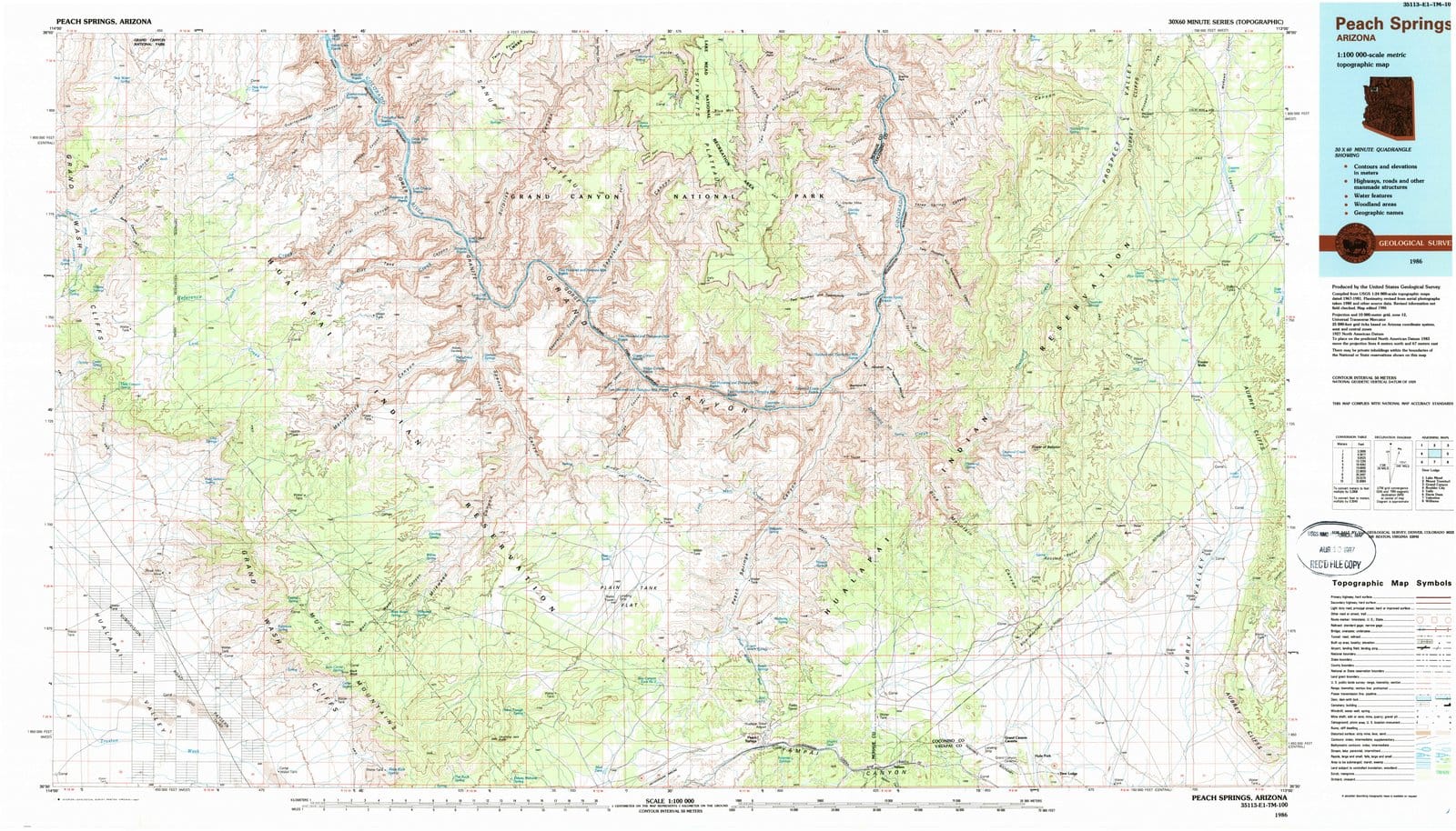 1986 Peach Springs, AZ - Arizona - USGS Topographic Map