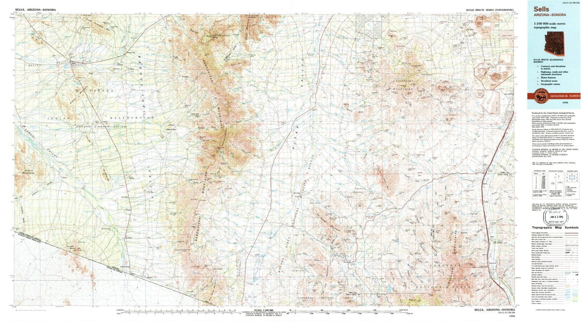 1994 Sells, AZ - Arizona - USGS Topographic Map