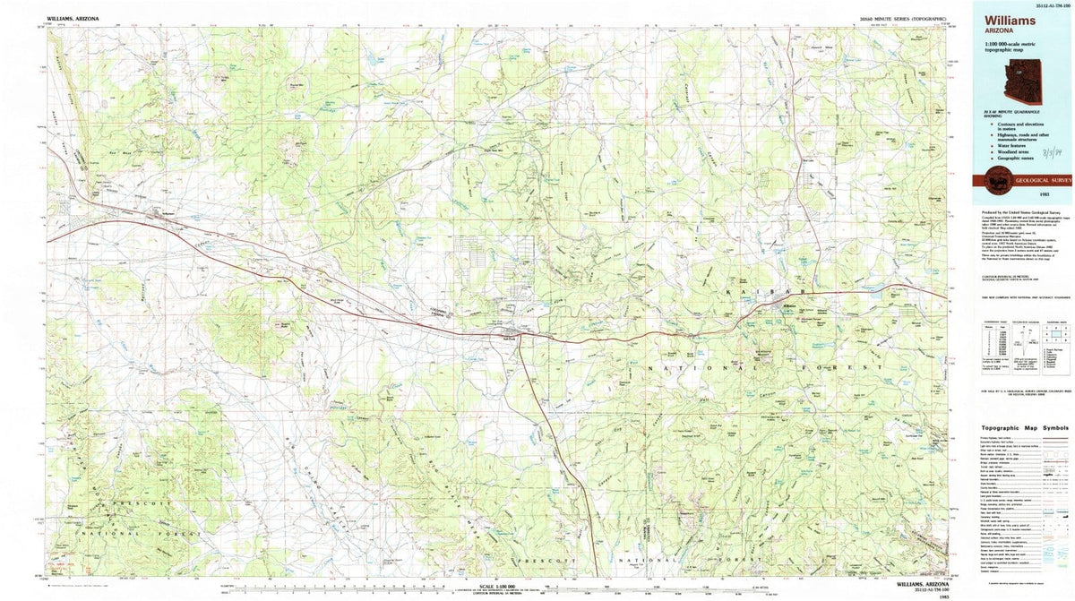 1983 Williams, AZ - Arizona - USGS Topographic Map