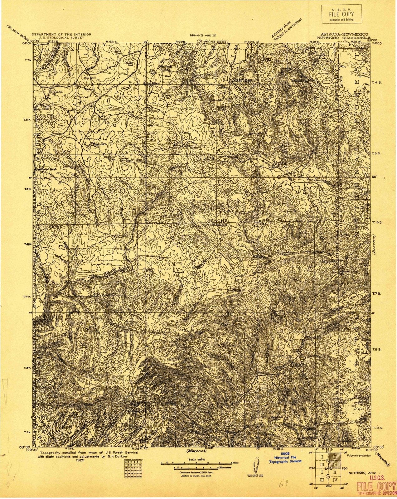 1922 Nutrioso, AZ - Arizona - USGS Topographic Map