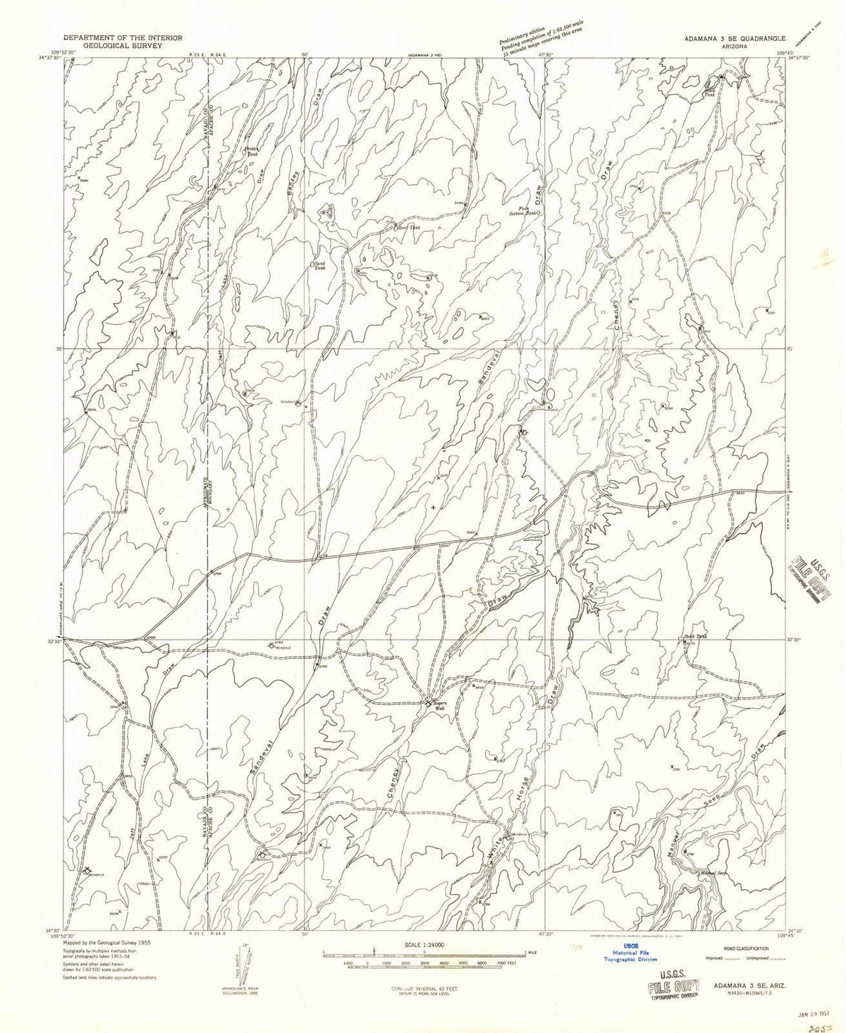 1955 Adamana 3, AZ - Arizona - USGS Topographic Map v2