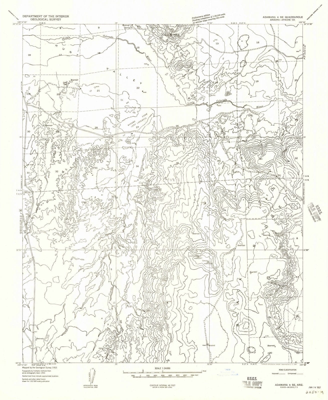 1955 Adamana 4, AZ - Arizona - USGS Topographic Map v3