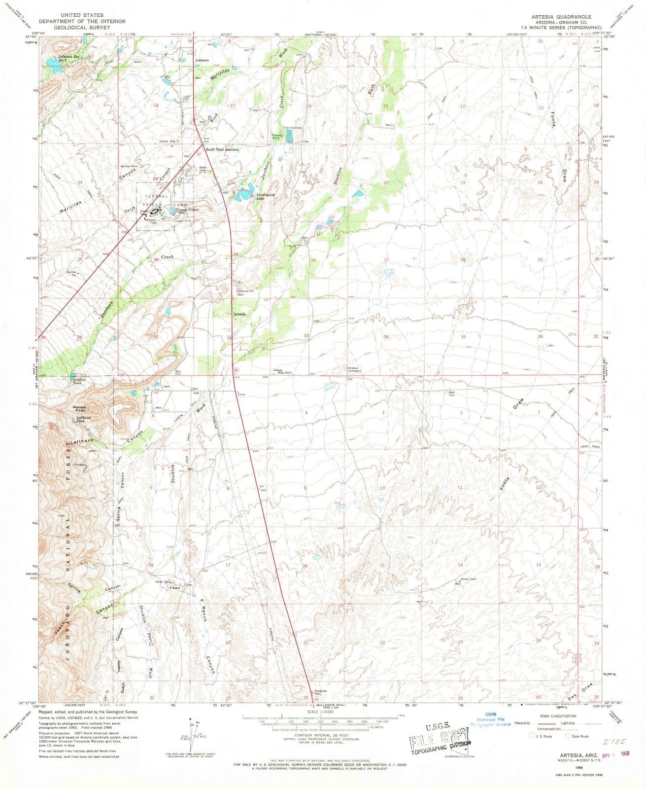 1966 Artesia, AZ - Arizona - USGS Topographic Map v2