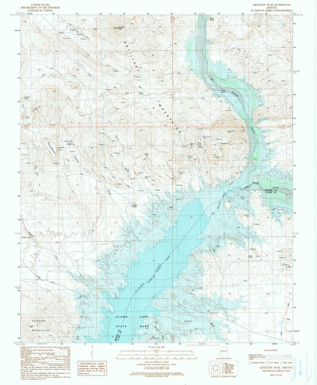1990 Artillery Peak, AZ - Arizona - USGS Topographic Map