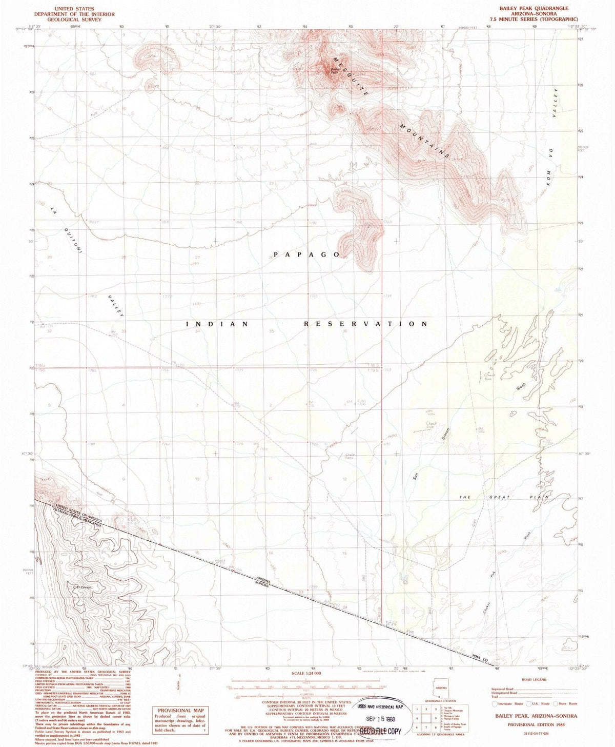 1988 Bailey Peak, AZ - Arizona - USGS Topographic Map