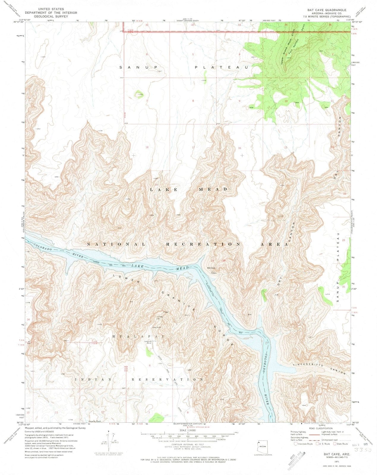 1971 Bat Cave, AZ - Arizona - USGS Topographic Map