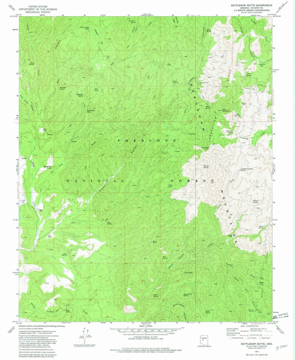 1974 Battleship Butte, AZ - Arizona - USGS Topographic Map