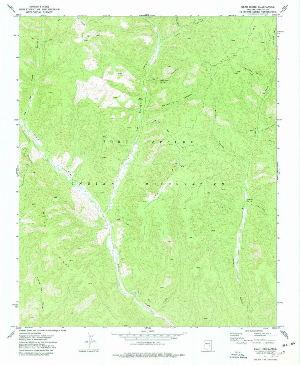 1977 Bear Ridge, AZ - Arizona - USGS Topographic Map