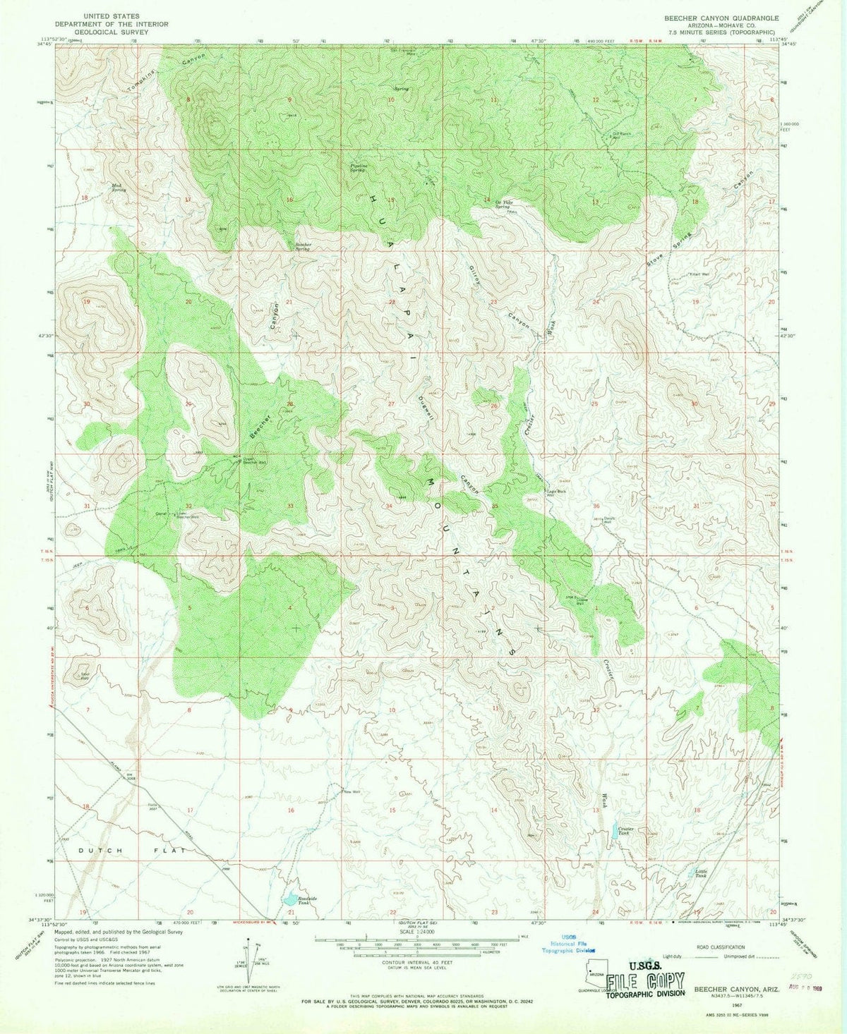 1967 Beecher Canyon, AZ - Arizona - USGS Topographic Map