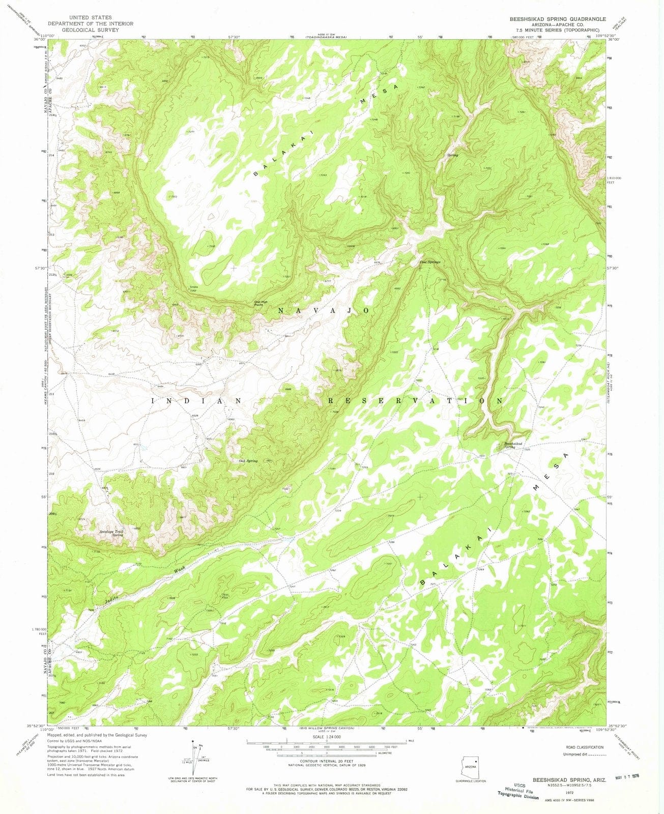 1972 Beeshsikad Spring, AZ - Arizona - USGS Topographic Map