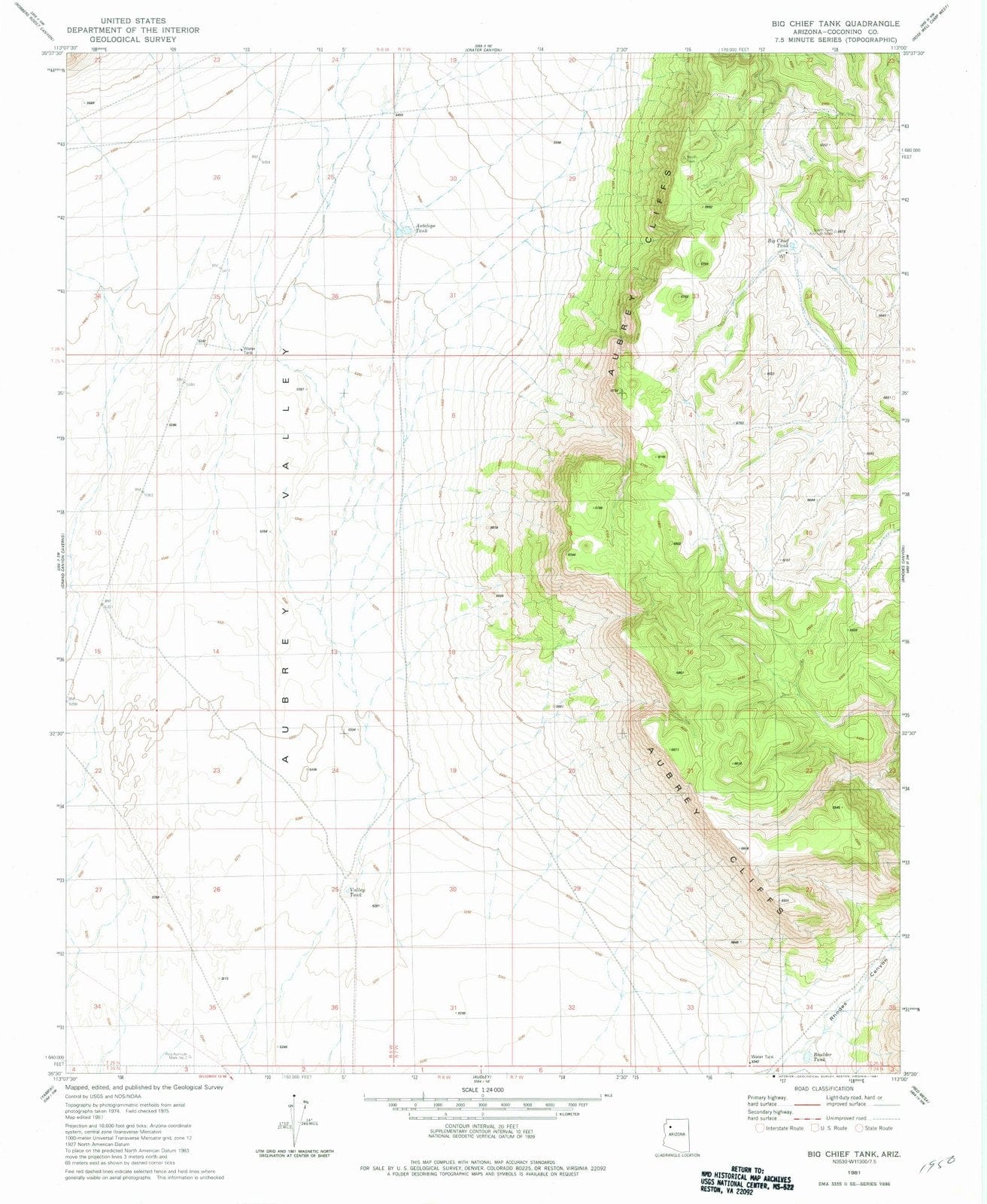 1981 Big Chief Tank, AZ - Arizona - USGS Topographic Map