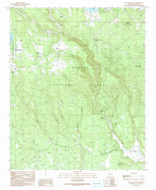 1991 Big Lake South, AZ - Arizona - USGS Topographic Map