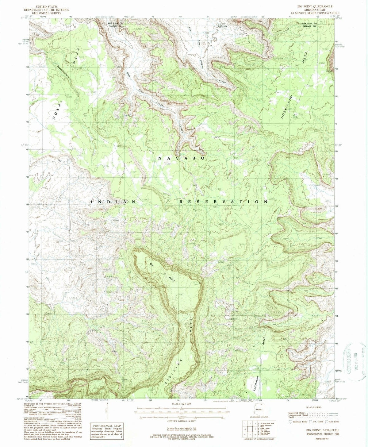 1988 Big Point, AZ - Arizona - USGS Topographic Map
