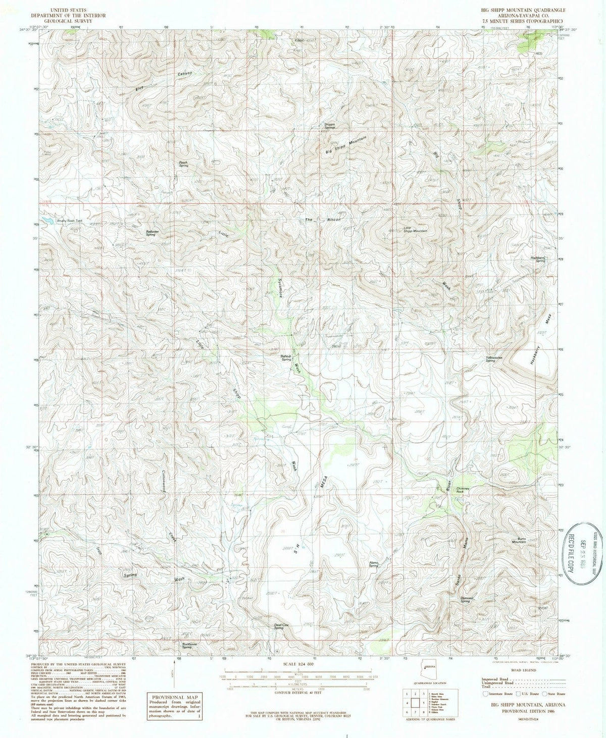 1986 Big Shipp Mountain, AZ - Arizona - USGS Topographic Map