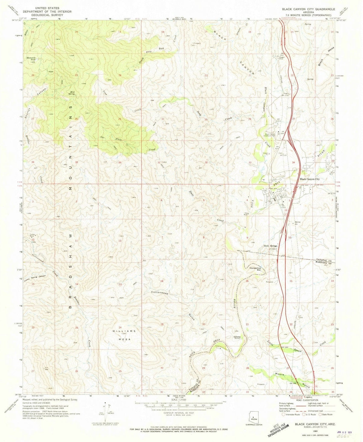 1969 Black Canyon City, AZ - Arizona - USGS Topographic Map