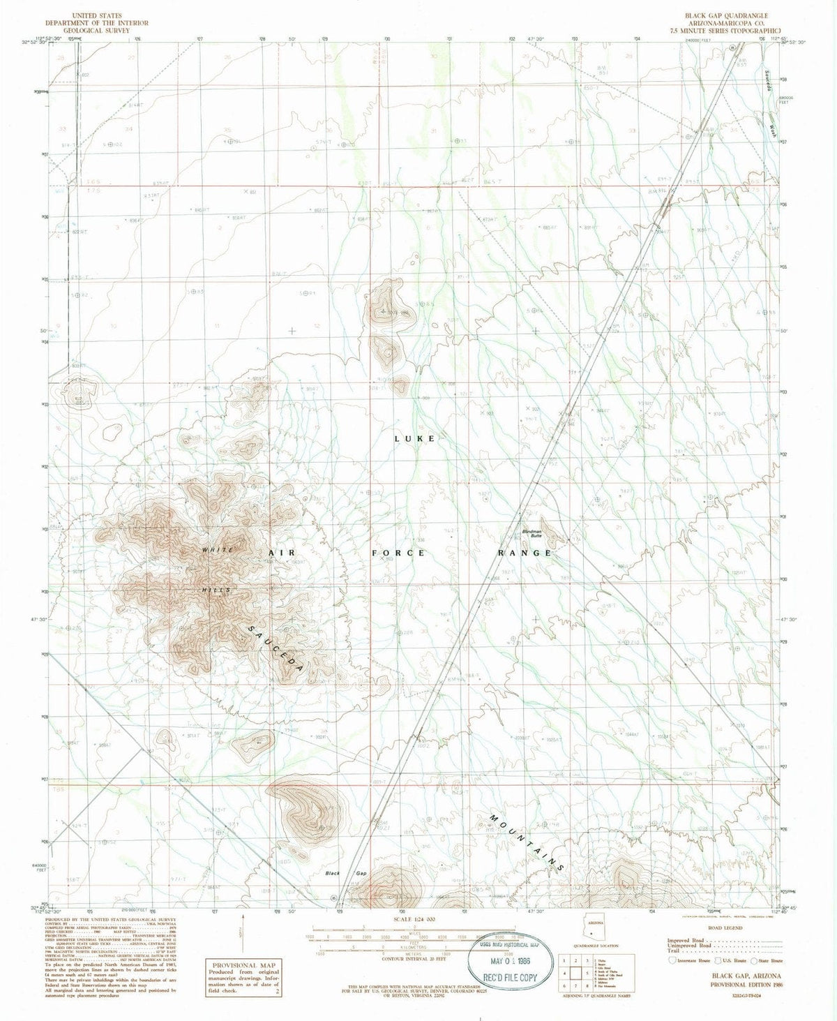 1986 Black Gap, AZ - Arizona - USGS Topographic Map