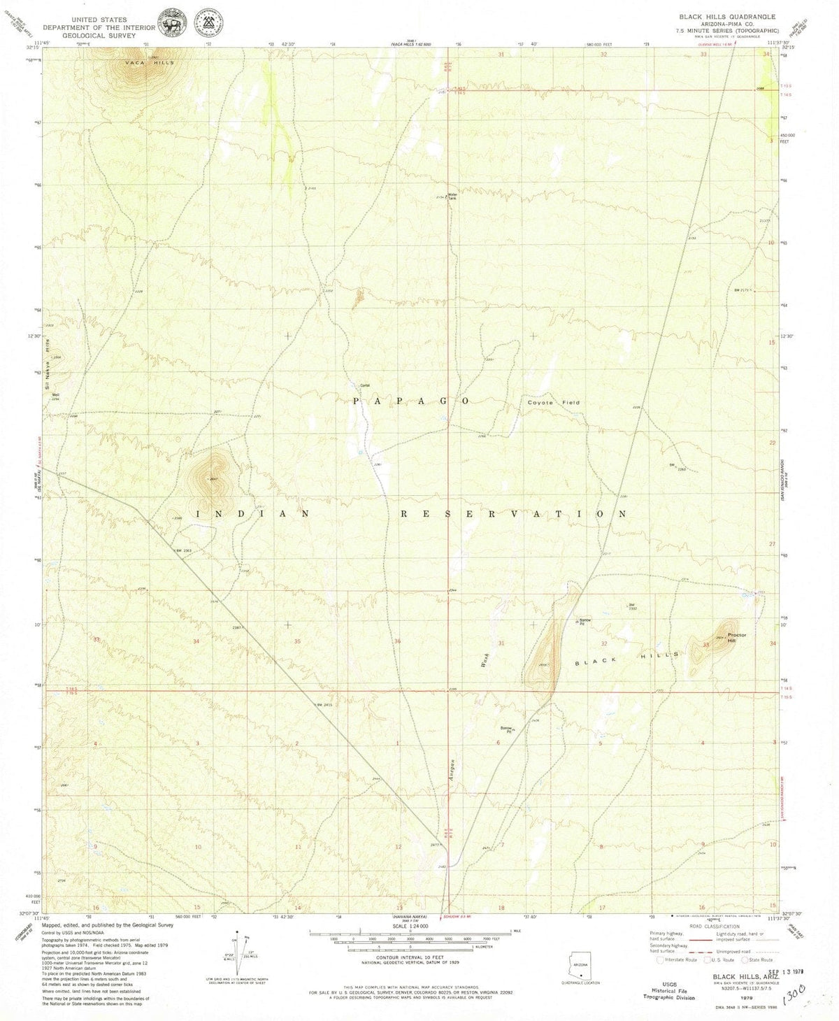 1979 Black Hills, AZ - Arizona - USGS Topographic Map