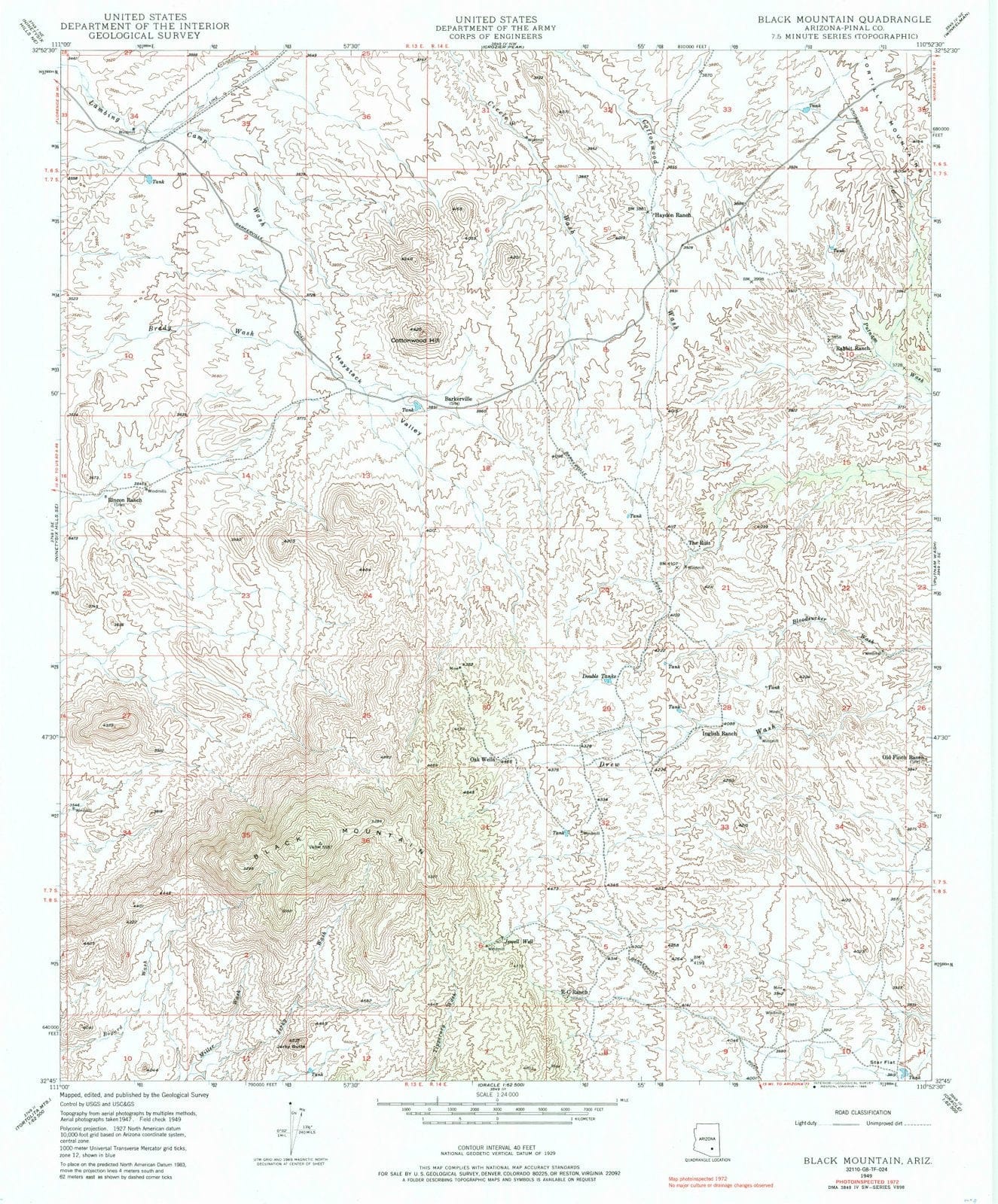 1949 Black Mountain, AZ - Arizona - USGS Topographic Map