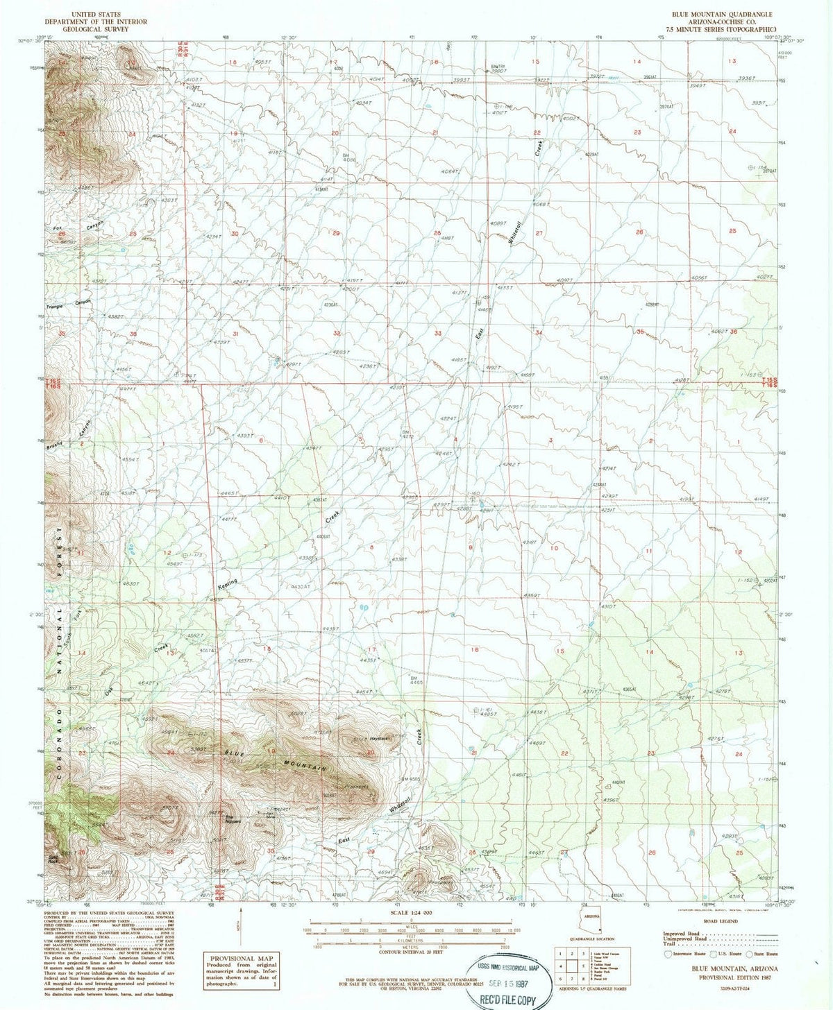 1987 Blue Mountain, AZ - Arizona - USGS Topographic Map