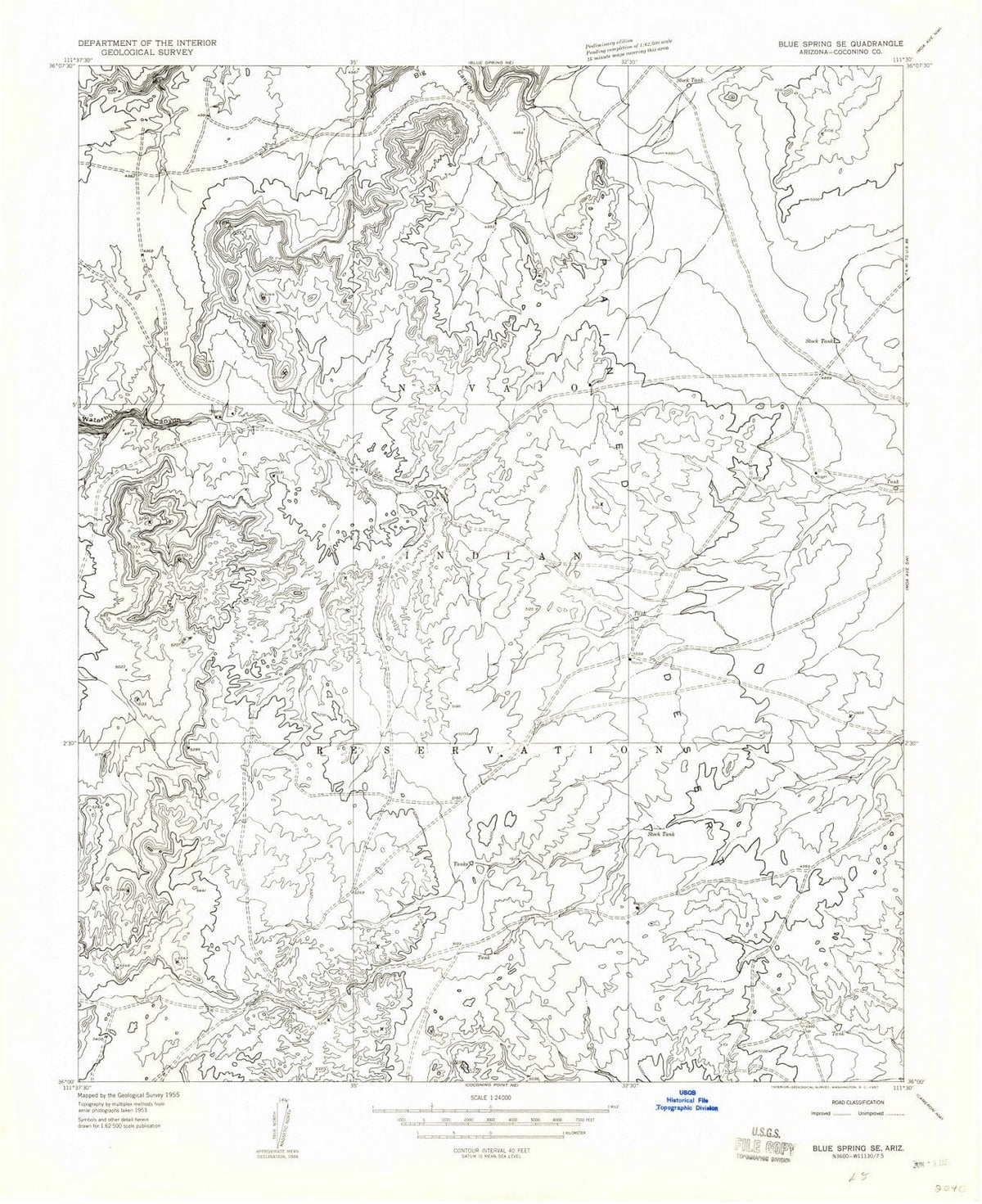 1955 Blue Spring, AZ - Arizona - USGS Topographic Map v3