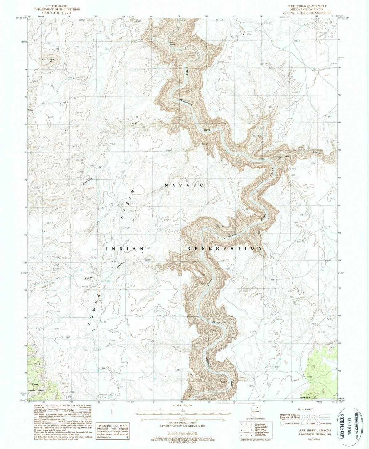 1988 Blue Spring, AZ - Arizona - USGS Topographic Map