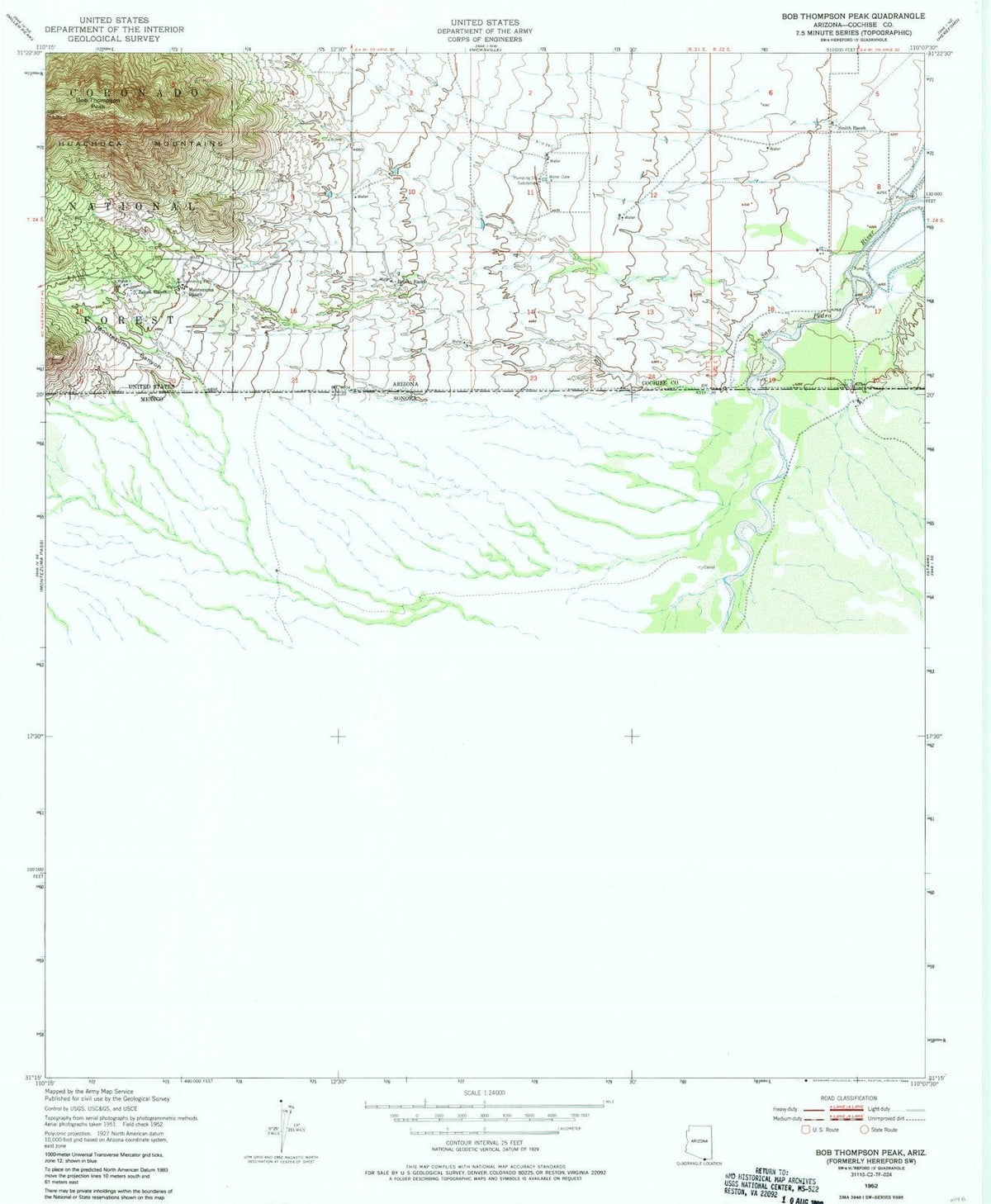 1952 Bob Thompson Peak, AZ - Arizona - USGS Topographic Map