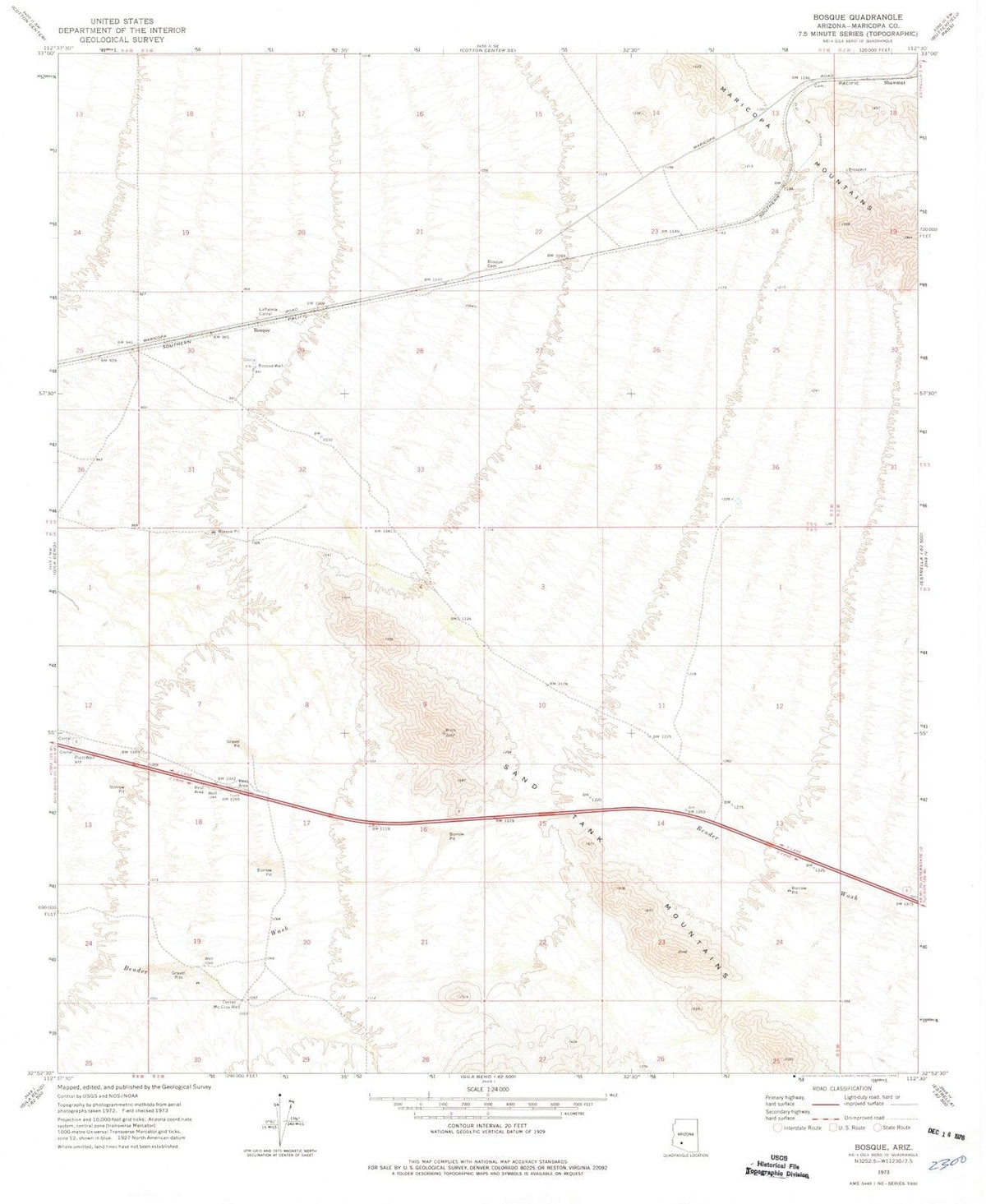 1973 Bosque, AZ - Arizona - USGS Topographic Map
