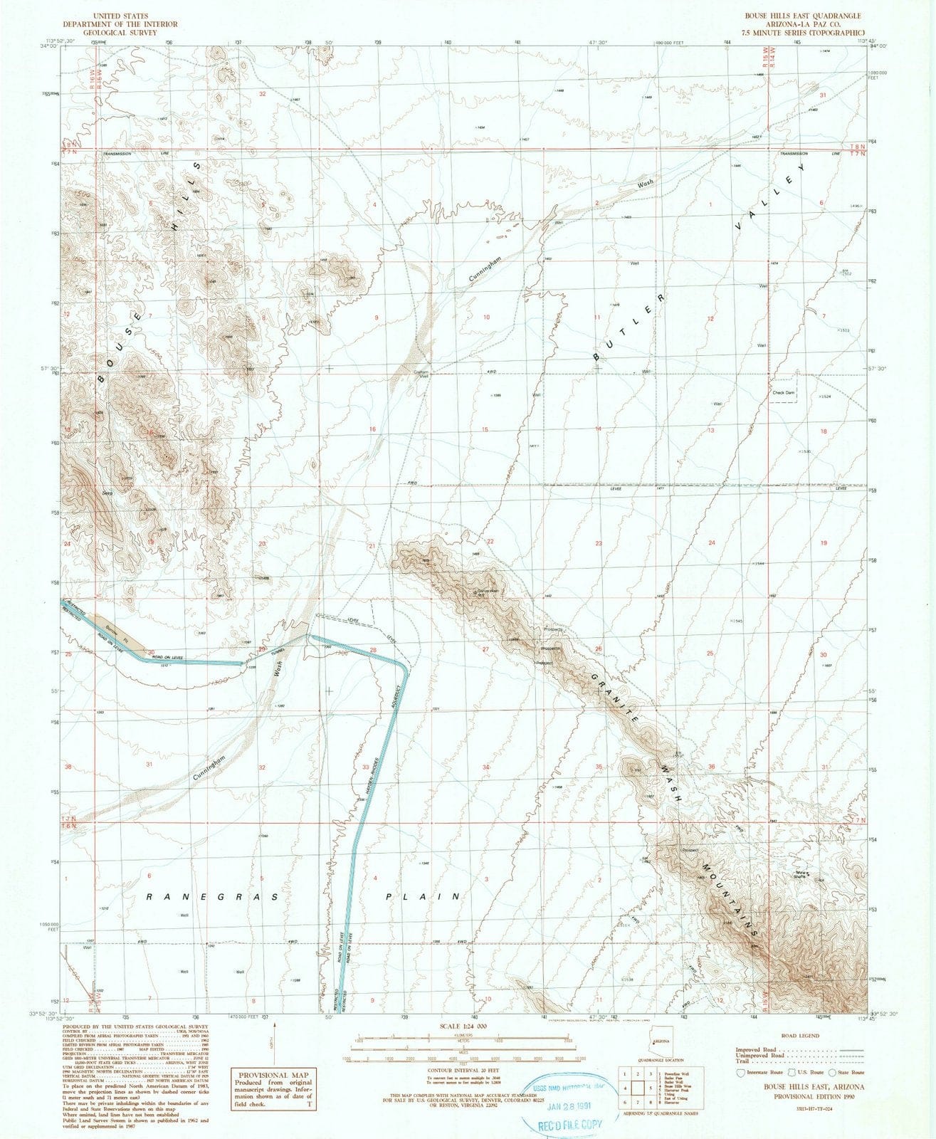 1990 Bouse Hills East, AZ - Arizona - USGS Topographic Map