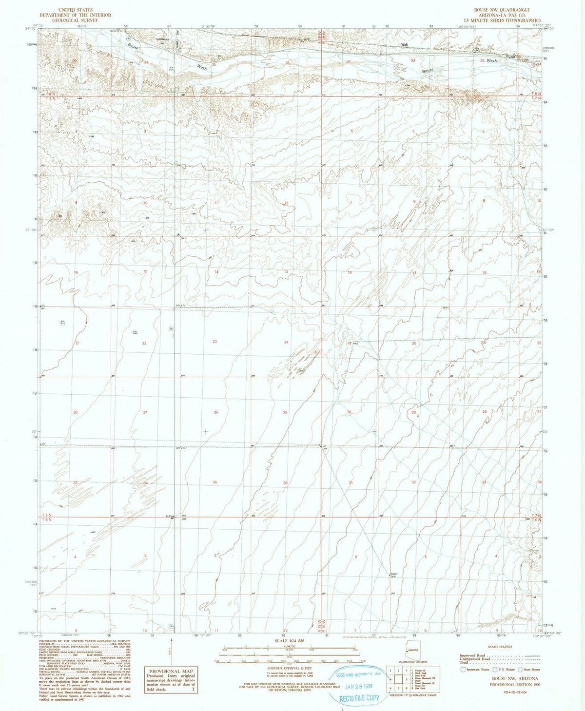1990 Bouse, AZ - Arizona - USGS Topographic Map