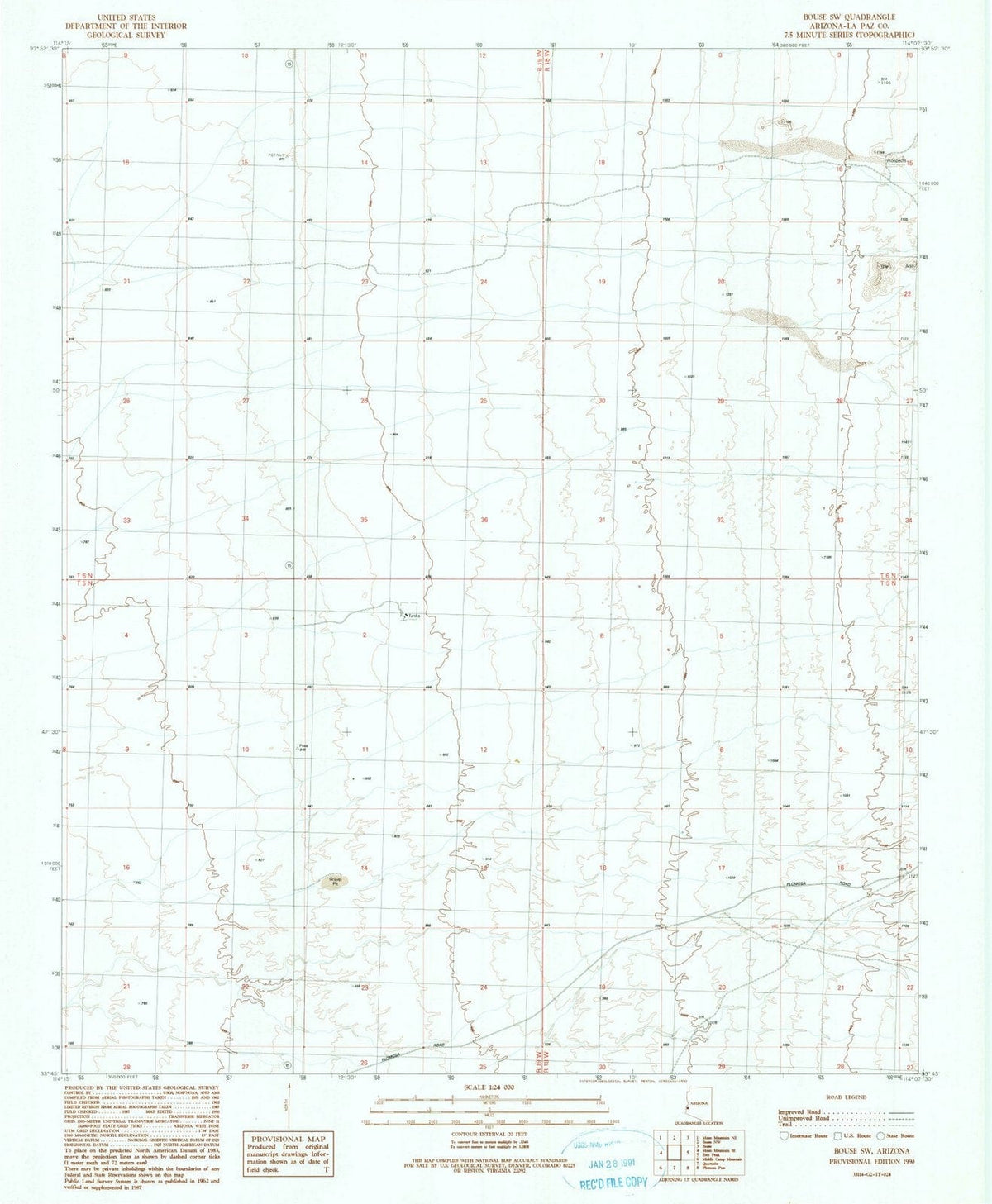 1990 Bouse, AZ - Arizona - USGS Topographic Map v2