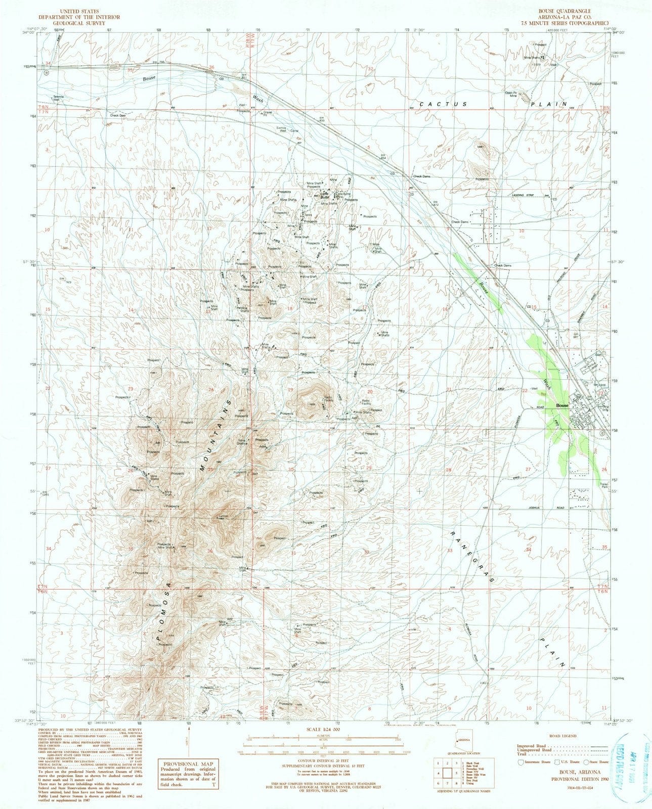 1990 Bouse, AZ - Arizona - USGS Topographic Map v3