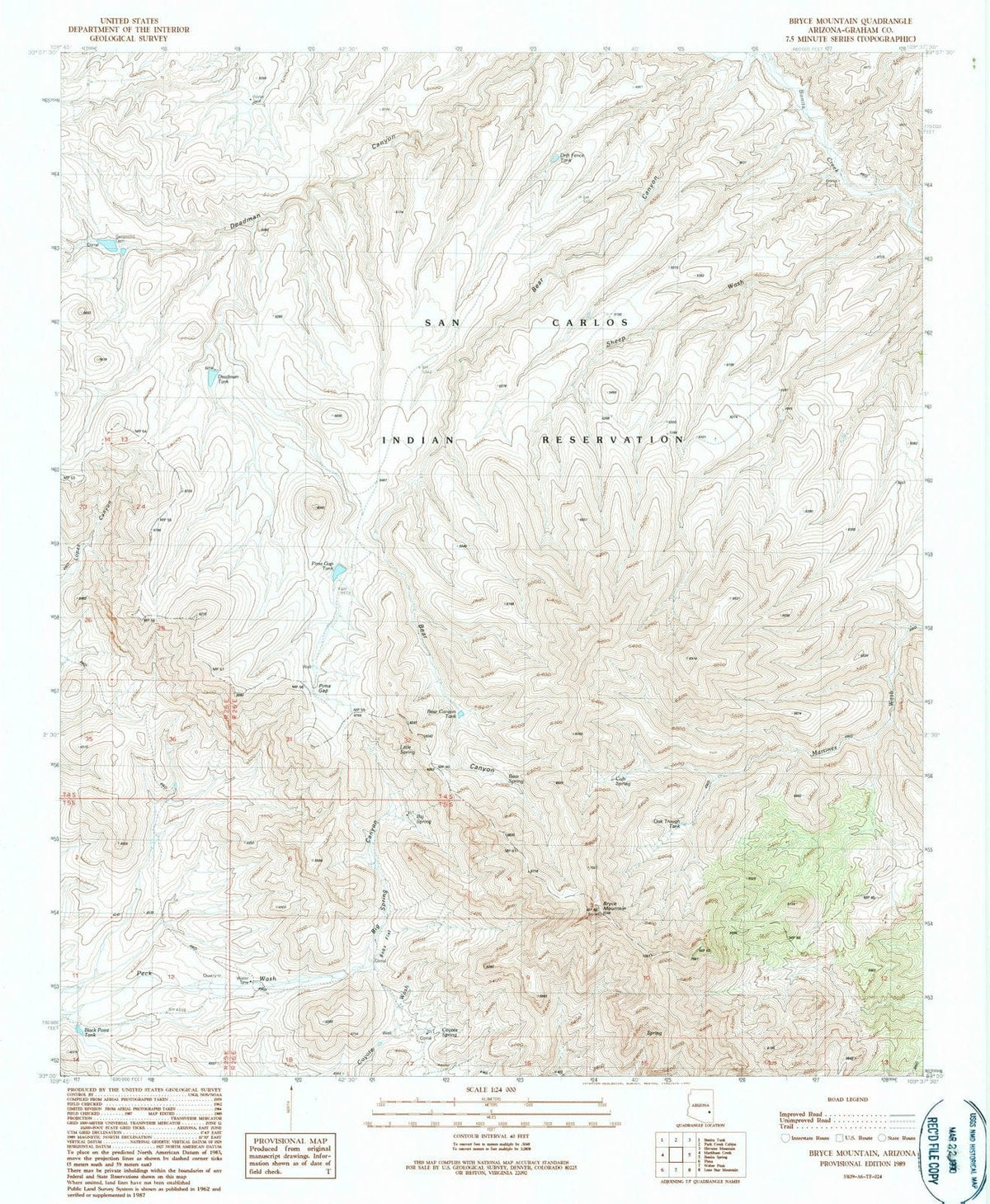 1989 Bryce Mountain, AZ - Arizona - USGS Topographic Map