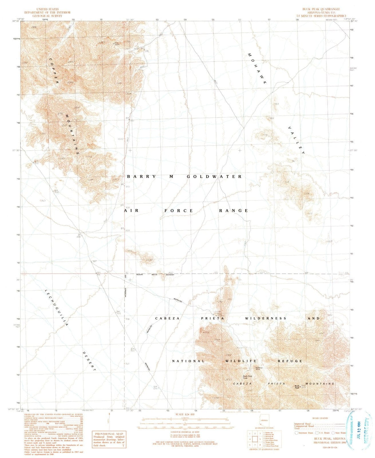 1990 Buck Peak, AZ - Arizona - USGS Topographic Map