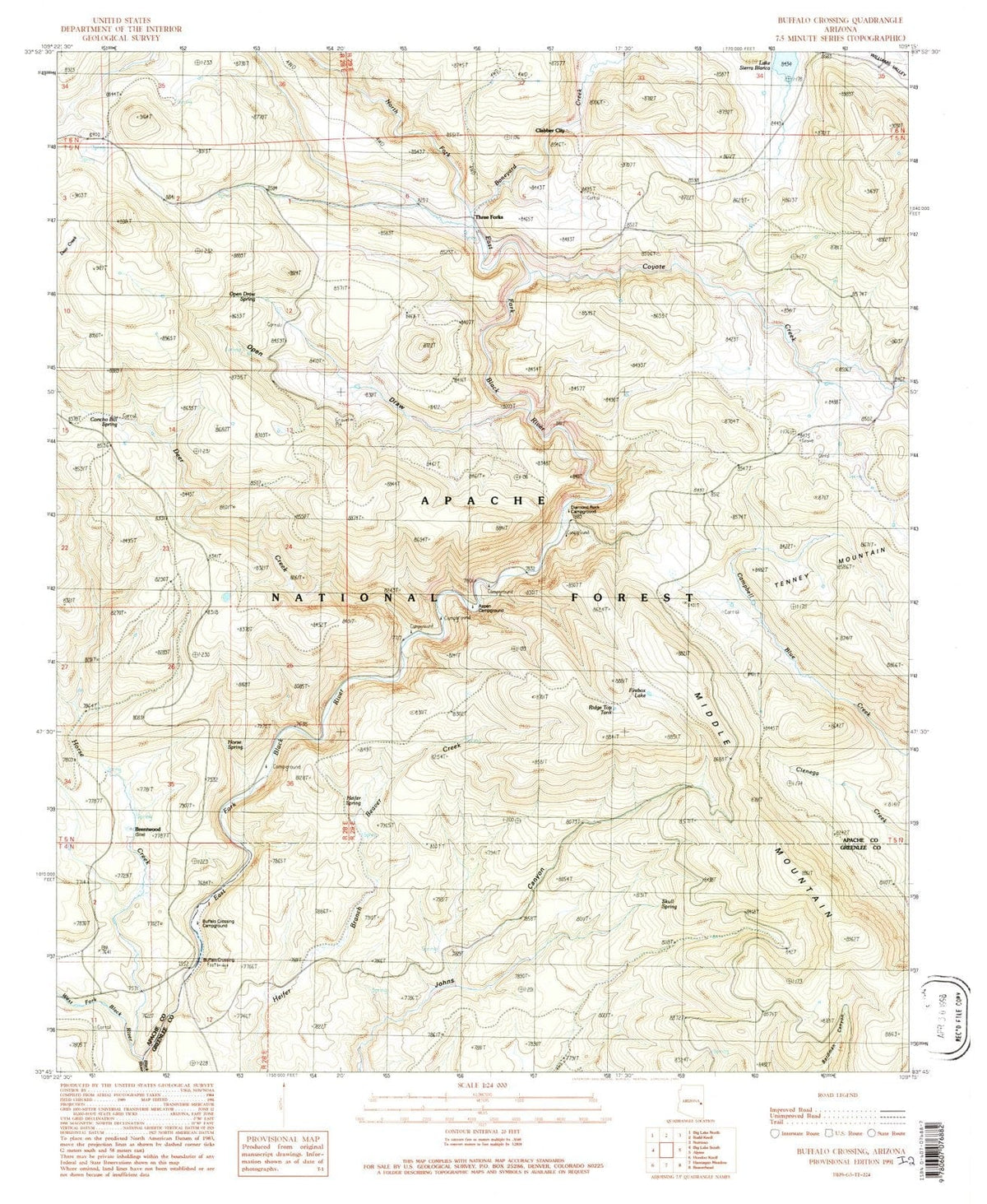 1991 Buffalo Crossing, AZ - Arizona - USGS Topographic Map
