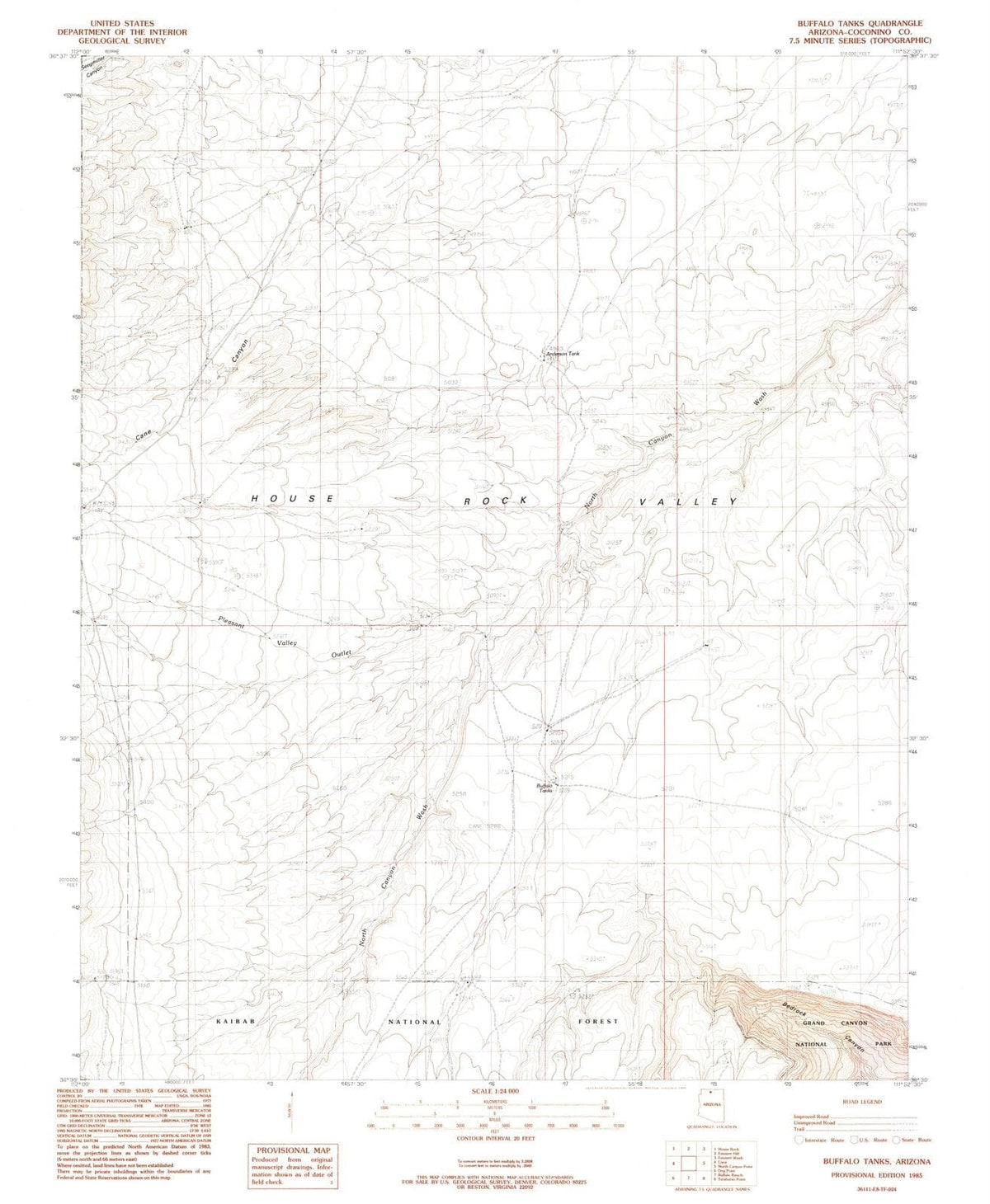 1985 Buffalo Tanks, AZ - Arizona - USGS Topographic Map