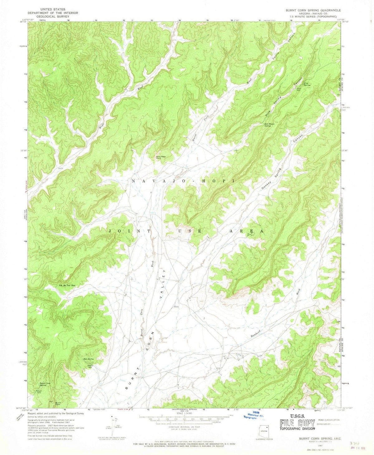 1967 Burnt Corn Spring, AZ - Arizona - USGS Topographic Map