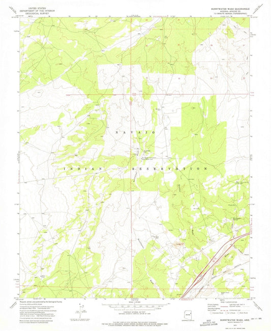 1971 Burntwater Wash, AZ - Arizona - USGS Topographic Map