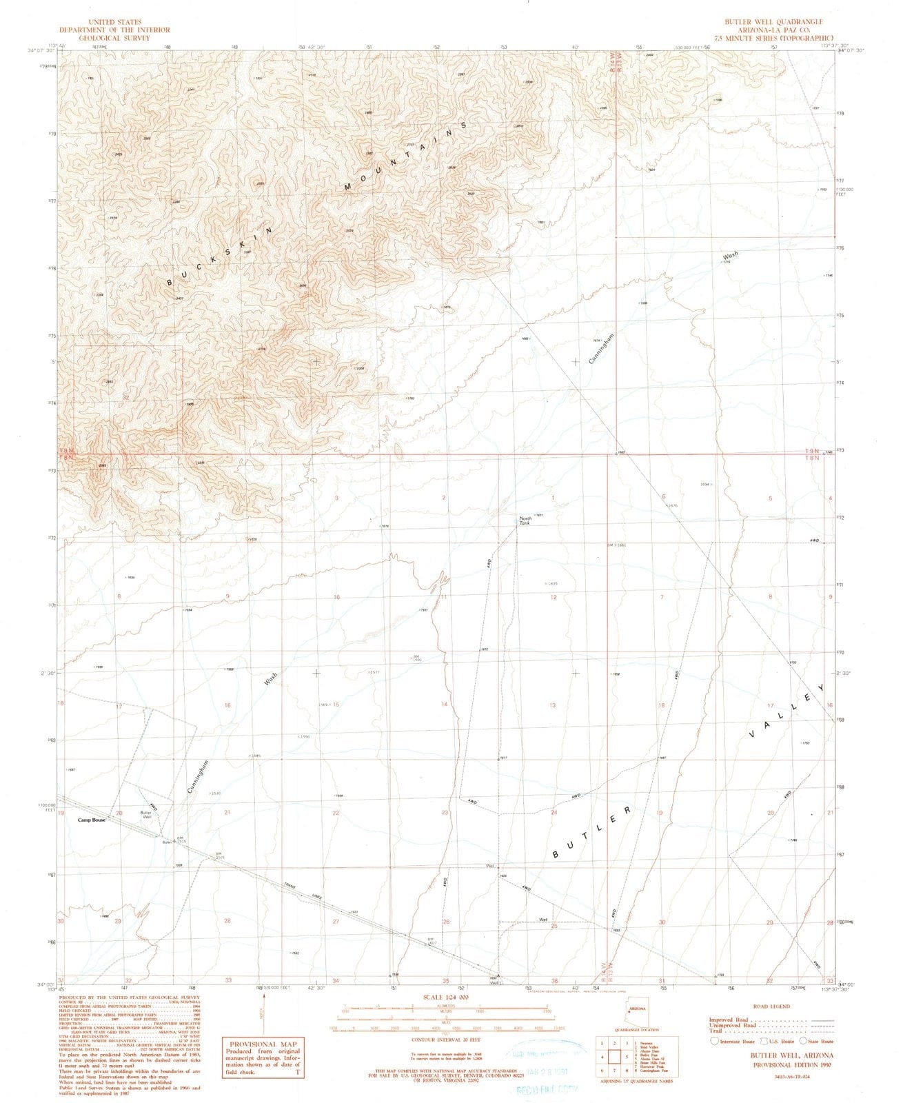 1990 Butler Well, AZ - Arizona - USGS Topographic Map