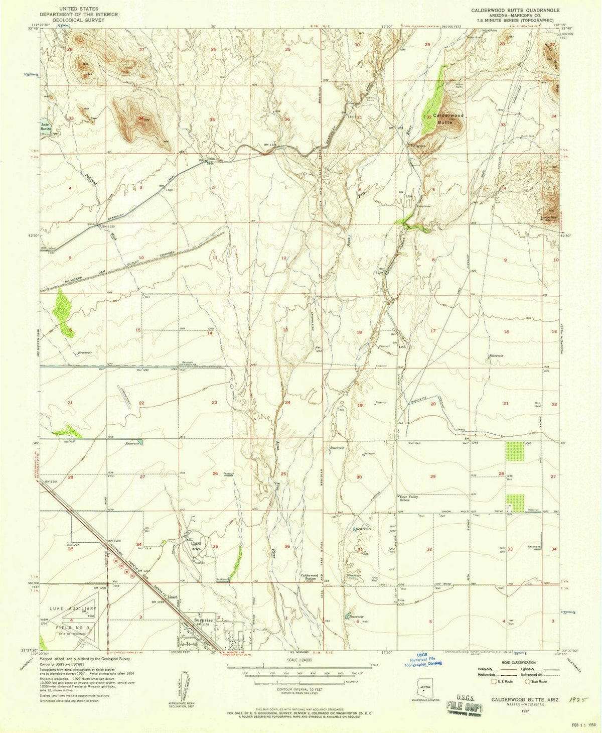 1957 Calderwood Butte, AZ - Arizona - USGS Topographic Map