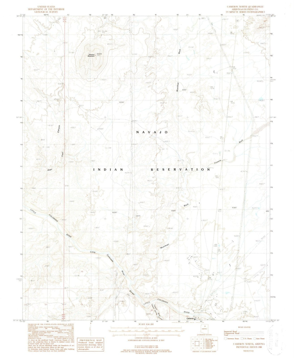1988 Cameron North, AZ - Arizona - USGS Topographic Map