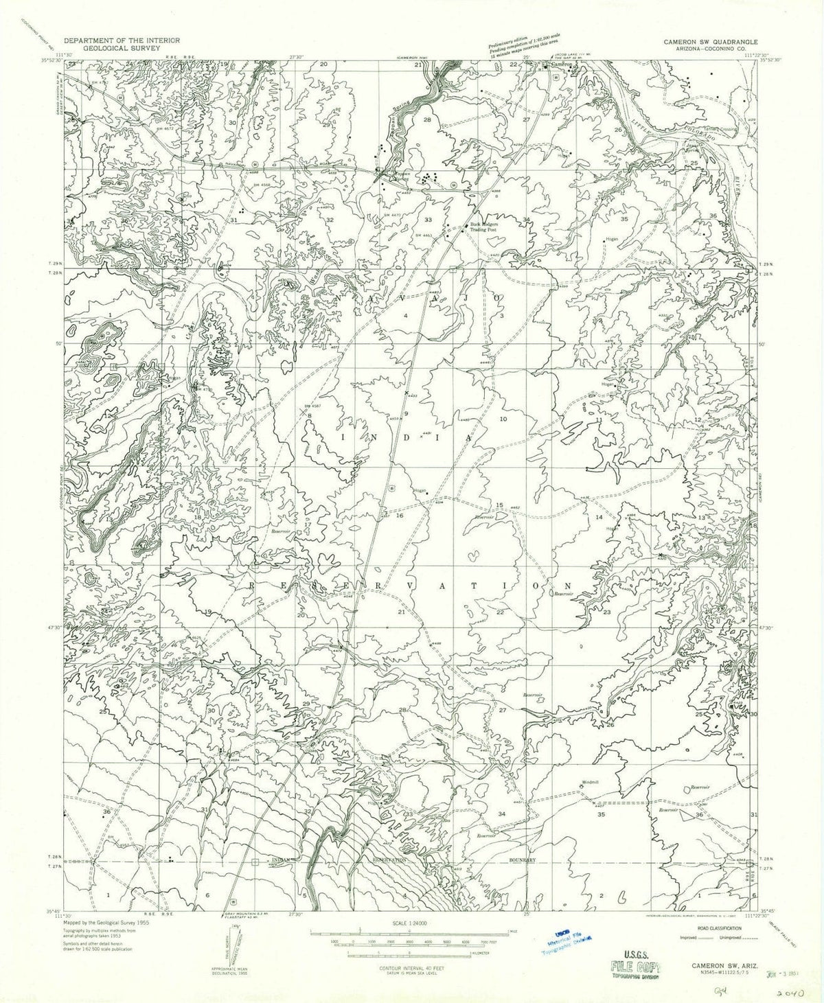 1955 Cameron, AZ - Arizona - USGS Topographic Map v3