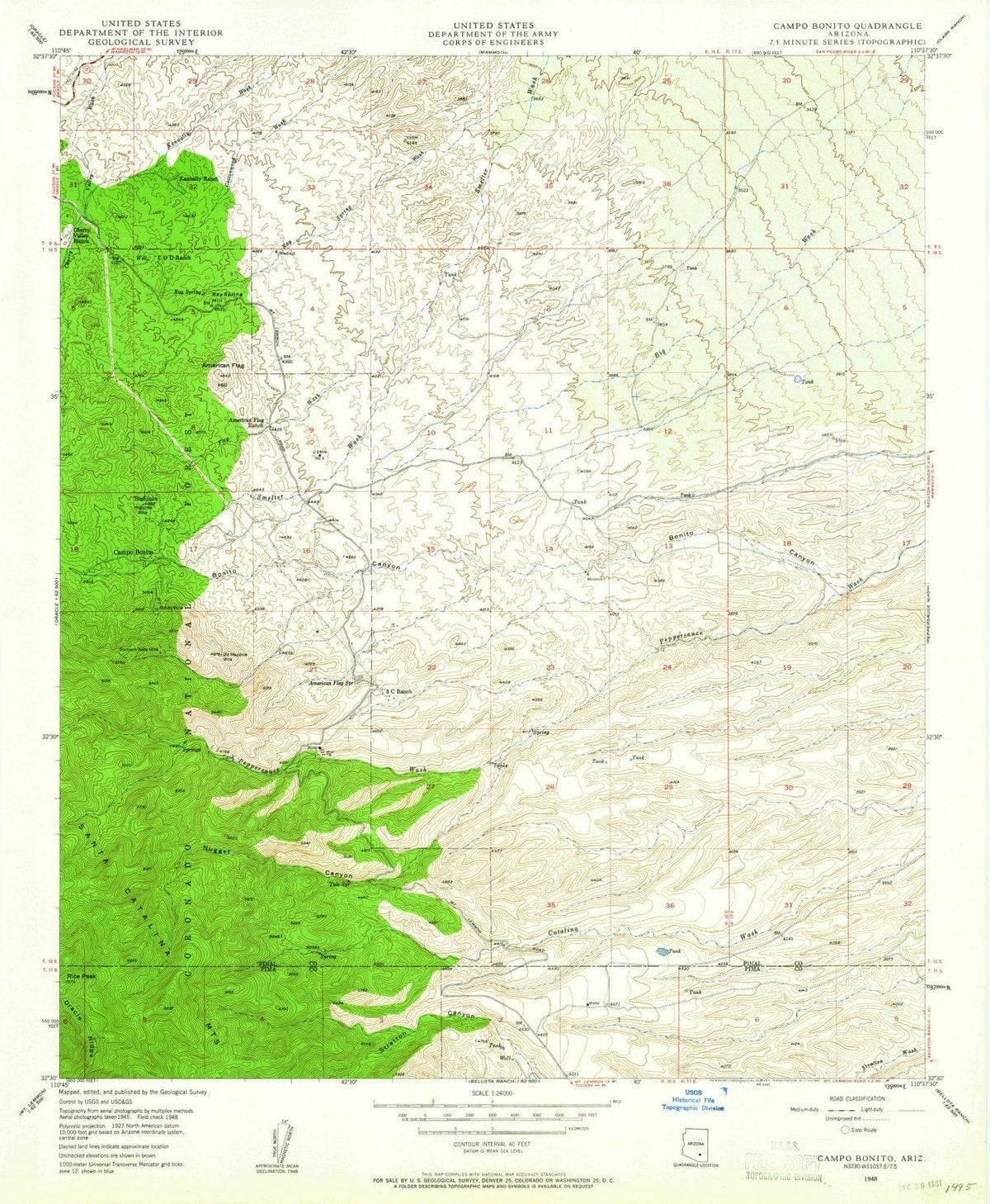 1948 Campo Bonito, AZ - Arizona - USGS Topographic Map