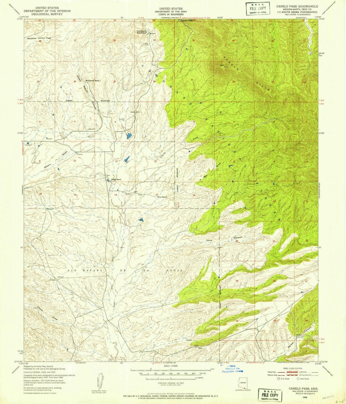 1948 Canelo Pass, AZ - Arizona - USGS Topographic Map