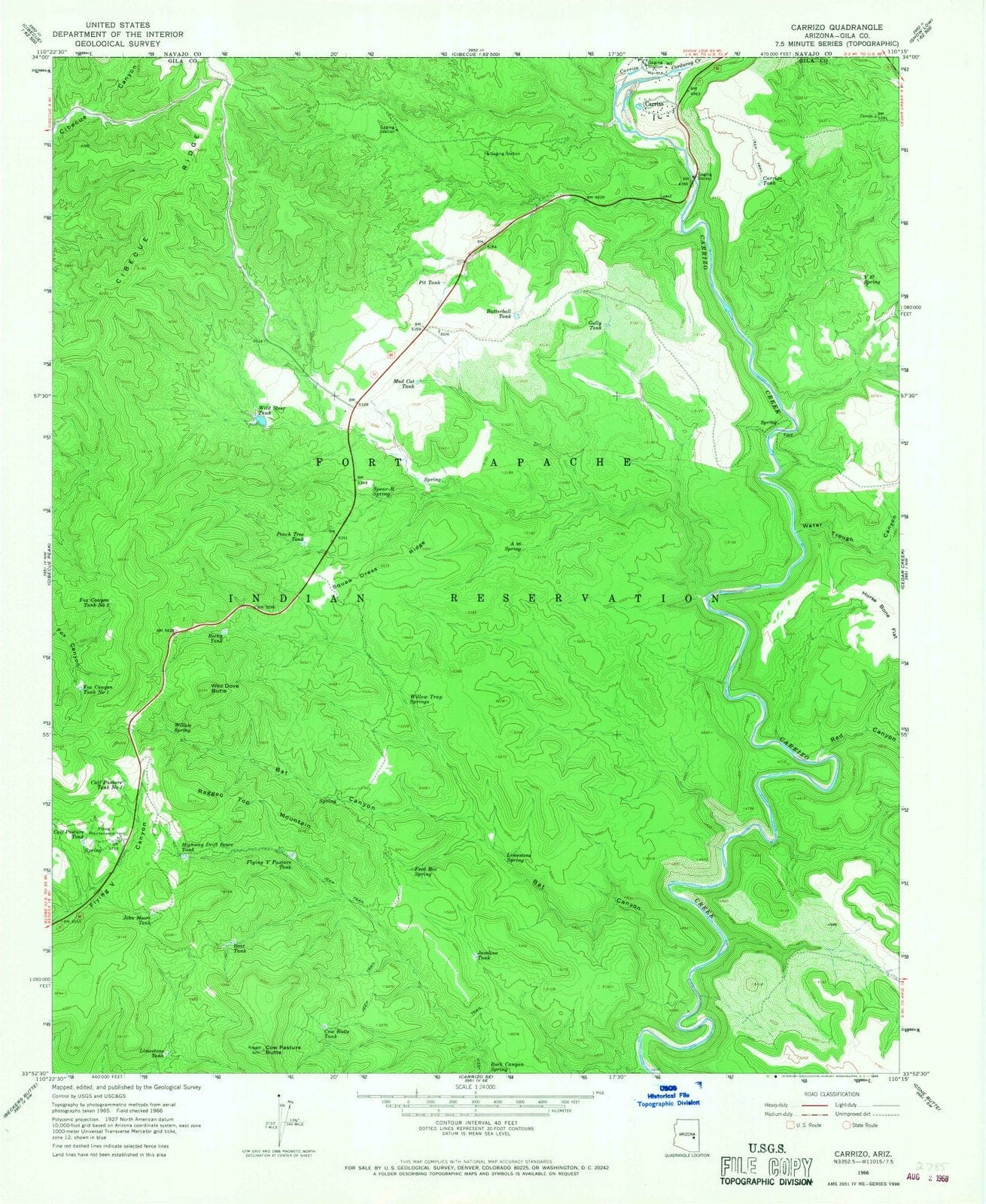 1966 Carrizo, AZ - Arizona - USGS Topographic Map v2