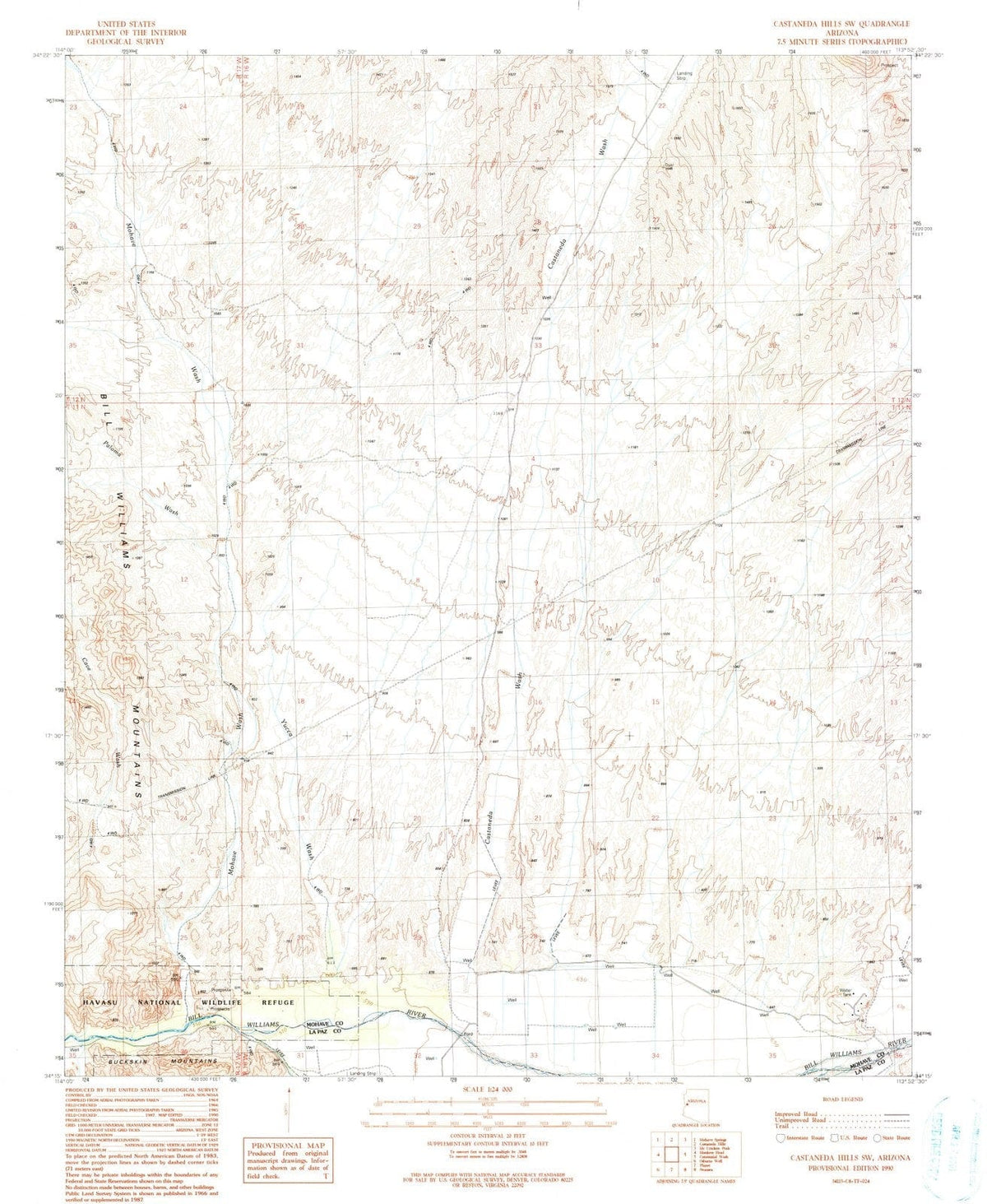 1990 Castaneda Hills, AZ - Arizona - USGS Topographic Map