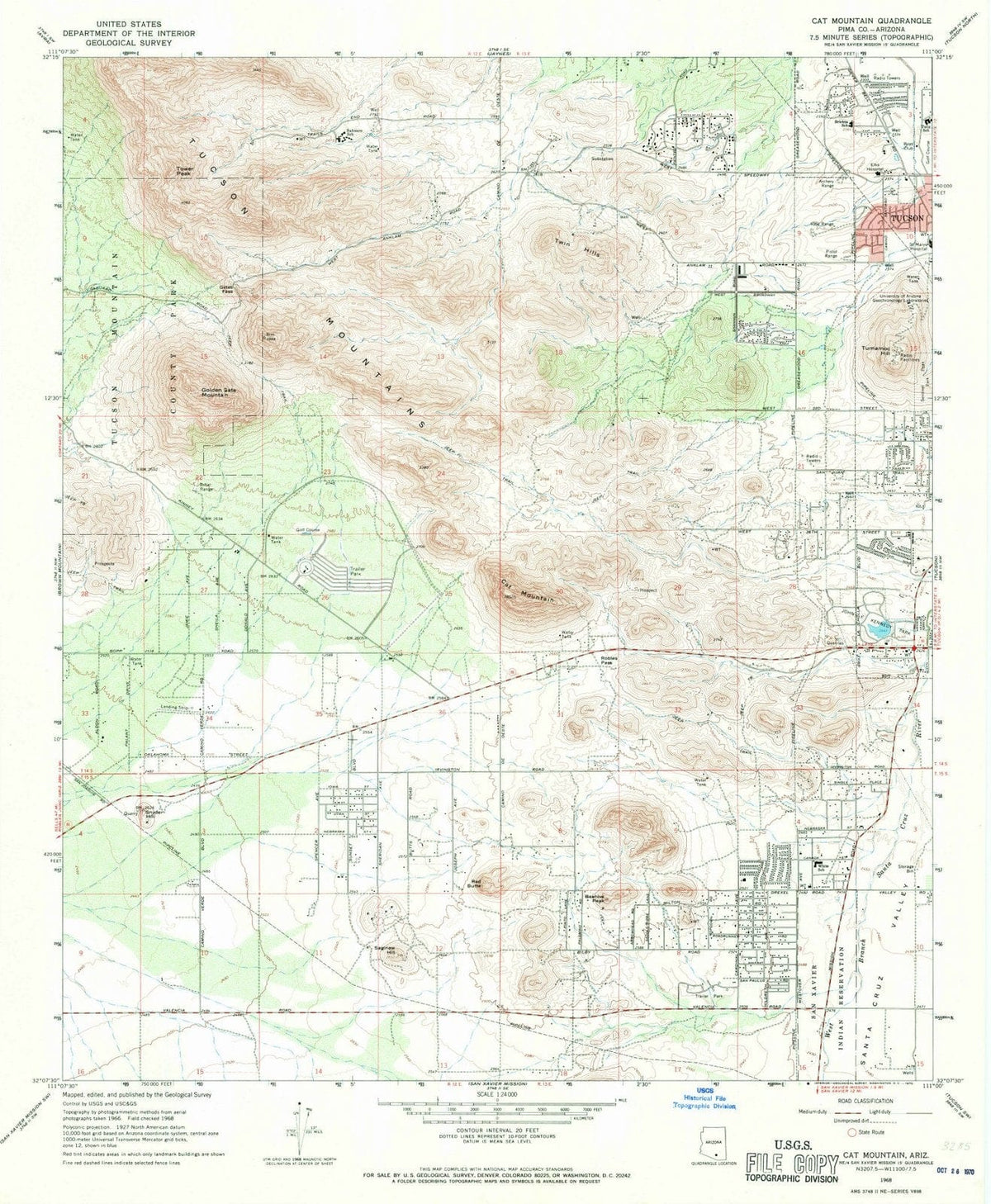 1968 Cat Mountain, AZ - Arizona - USGS Topographic Map