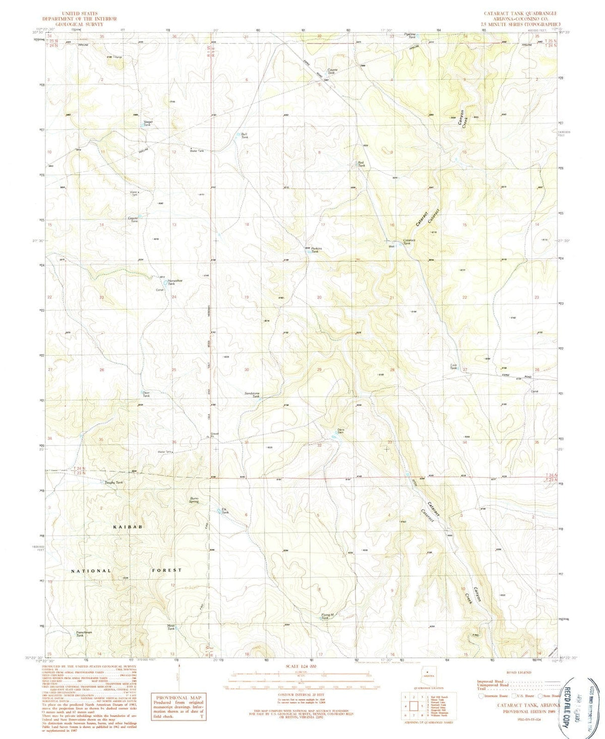 1989 Cataract Tank, AZ - Arizona - USGS Topographic Map